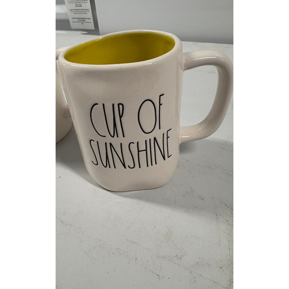 Rae Dunn Coffee Mug OS Cup of Sunshine Yellow Interior Artisan Collection